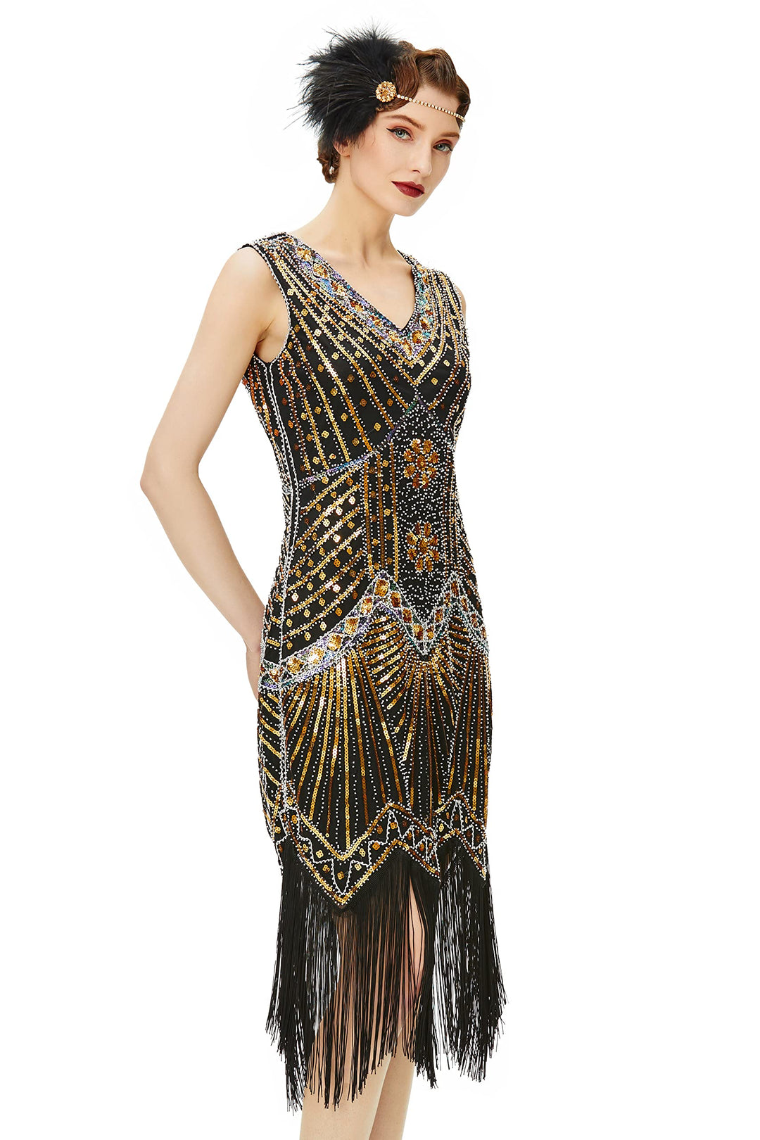 BABEYOND Damen Flapper Kleider voller Pailletten Retro 1920er Party Damen Kostüm Kleid Glamourös Sch