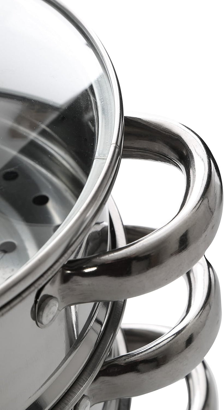 Premier Housewares Dampfgarer, Edelstahl, Glasdeckel, 28*22*22, Silver, 0408129 Dampfer, Dampfer