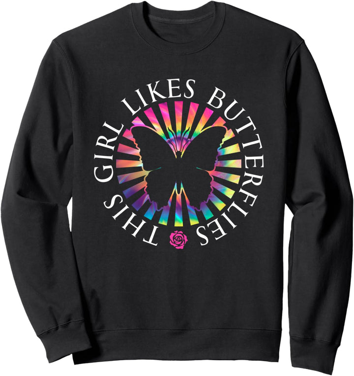 Mädchen mag Schmetterlinge, buntes Naturtier Sweatshirt