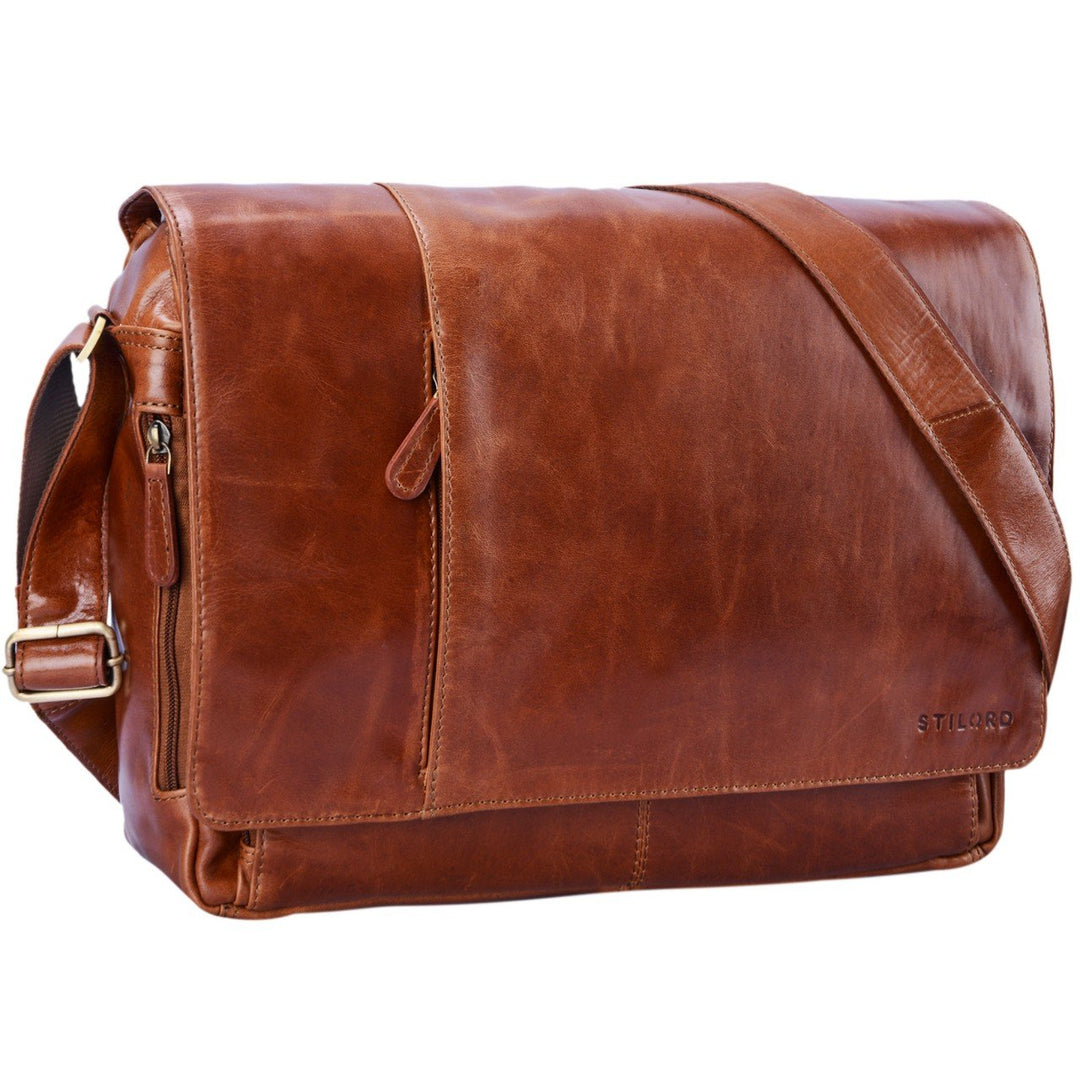 STILORD Vintage Umhängetasche Leder gross für Herren Damen 15.6 Zoll Laptoptasche Unitasche Bürotasc