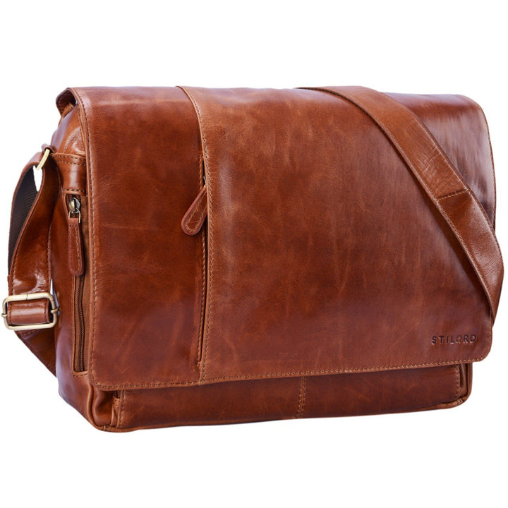 STILORD Vintage Umhängetasche Leder gross für Herren Damen 15.6 Zoll Laptoptasche Unitasche Bürotasc