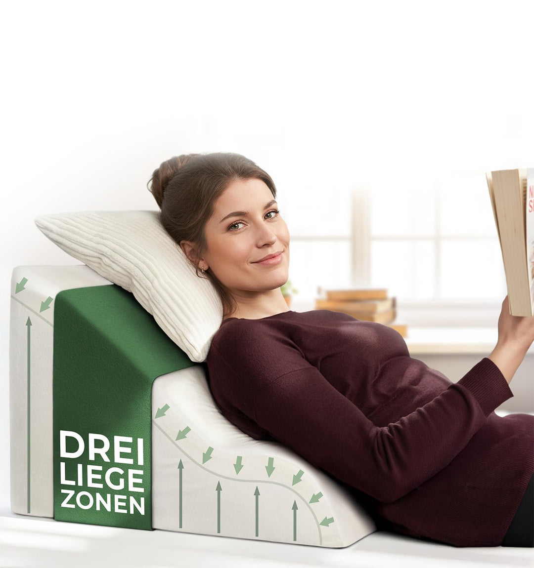 Lesekissen für Bett und Sofa, Bequemes Rückenkissen mit Memory Foam, Reflux Kissen verwendbar als Ke