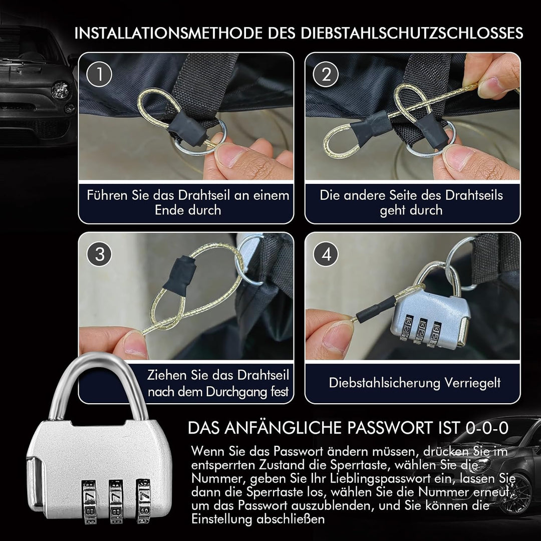 MaxAwe Autoabdeckung Wasserdicht für FIAT 2007–2024 500/500C/500E/Abarth 500, 210D Vollgarage Autopl