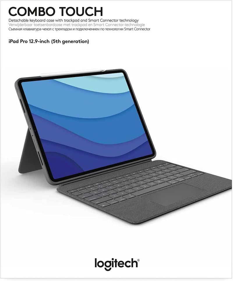 Logitech Combo Touch Tastaturhülle für iPad Pro 12,9 Zoll (5. Januar – 2021) – abnehmbare Tastatur m