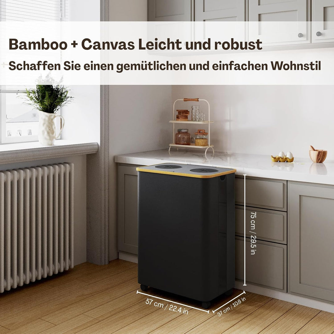 RMAN 160L Pfandflaschen Sammelbehälter 2 Fächer mit Deckel Gross Pfandflaschen Behälter mit Räder Fl