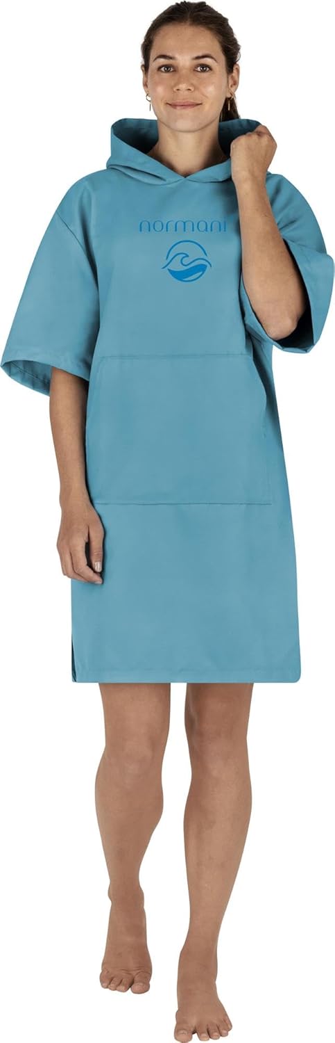 normani Unisex Badeponcho - Badehandtuch mit Kapuze aus Mikrofaser - schnelltrocknend und mit kleine