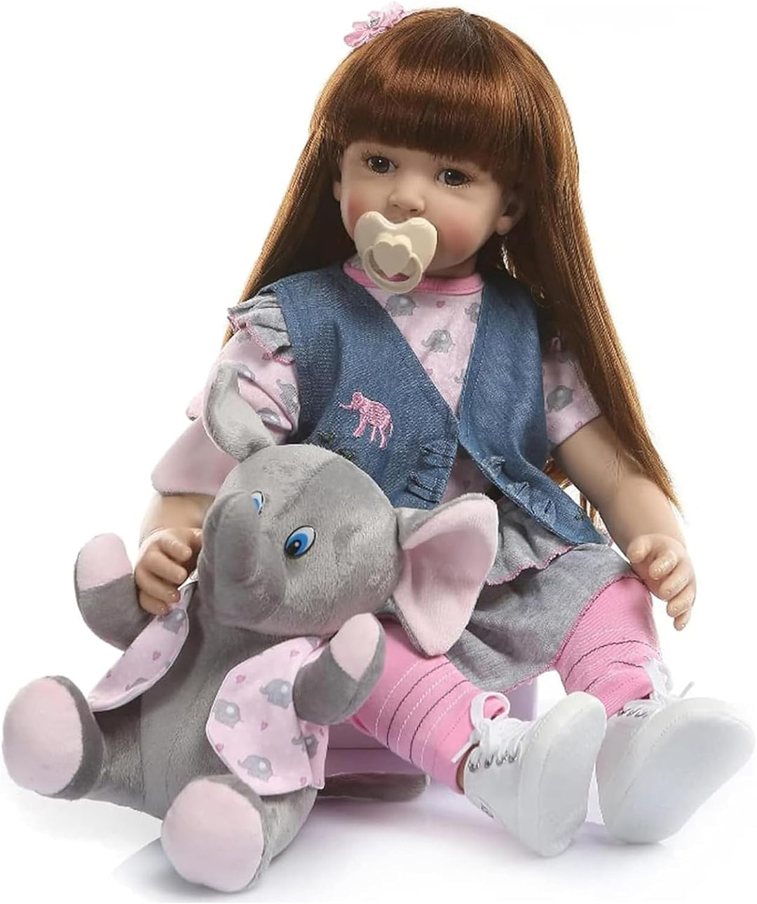 ZIYIUI Reborn Puppen Kleinkind 24 Zoll 60cm Weiches Vinylsilikon Lebensecht Baby Puppe Handgemacht B