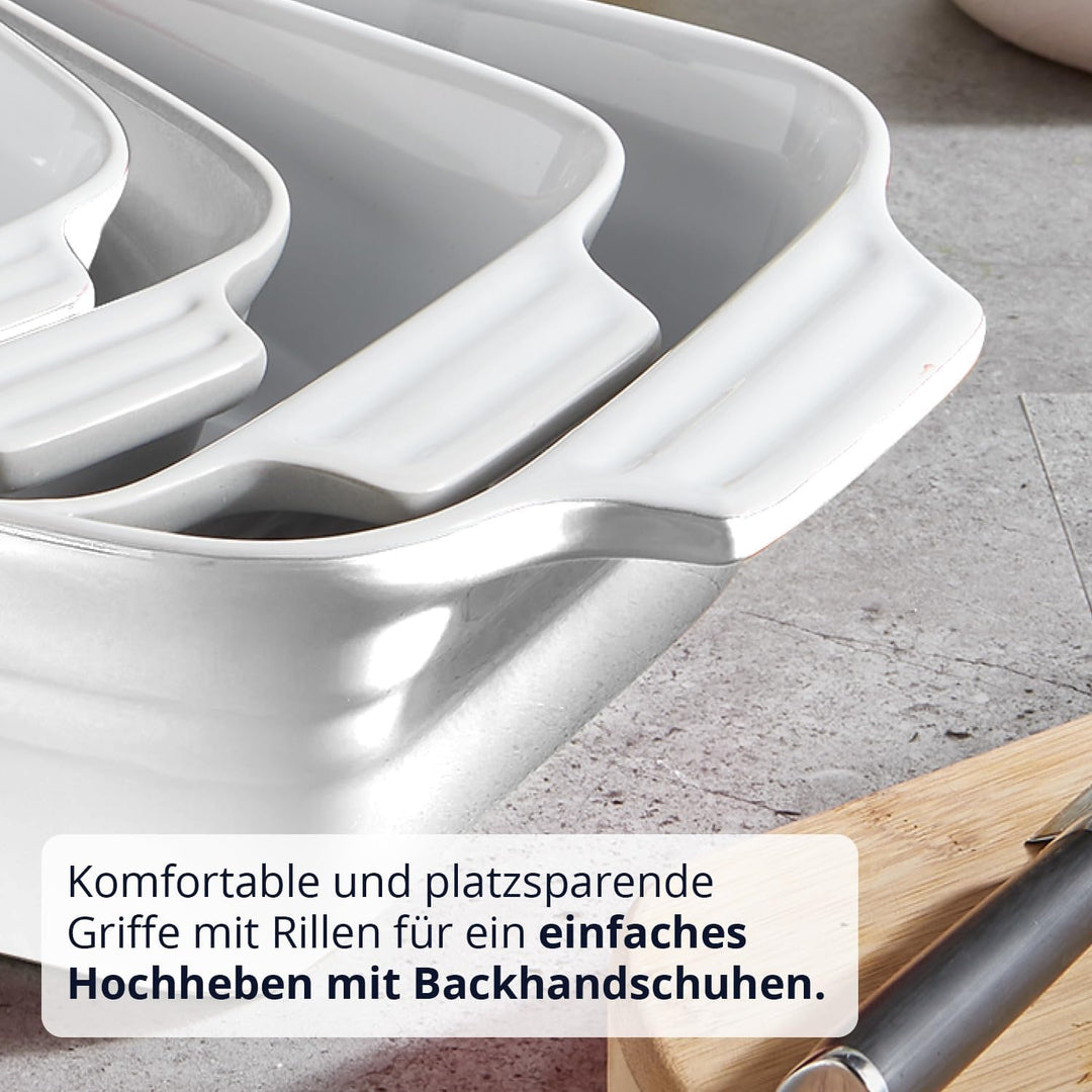 KHG Auflaufform mittelgross 26 cm, Kapazität 0,75 Liter in Weiss für 1-2 Personen, Ofenform aus Kera
