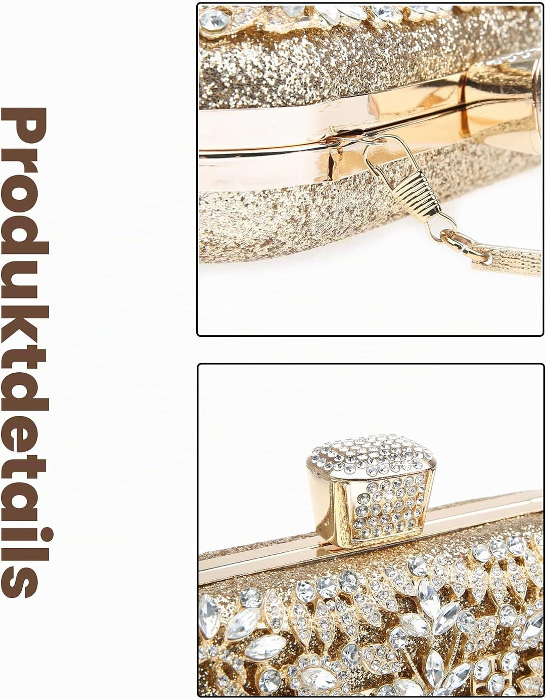 COAIMANEY Damen Glitzernde Clutch, Abendtasche Unterarmtasche Umhängetasche mit Strass-Pailletten un