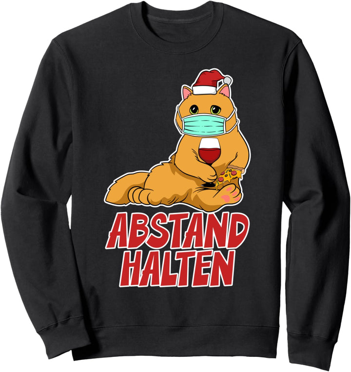 Kätzchen Abstand Halten Katze mit Mundschutz Maske Katzen Sweatshirt