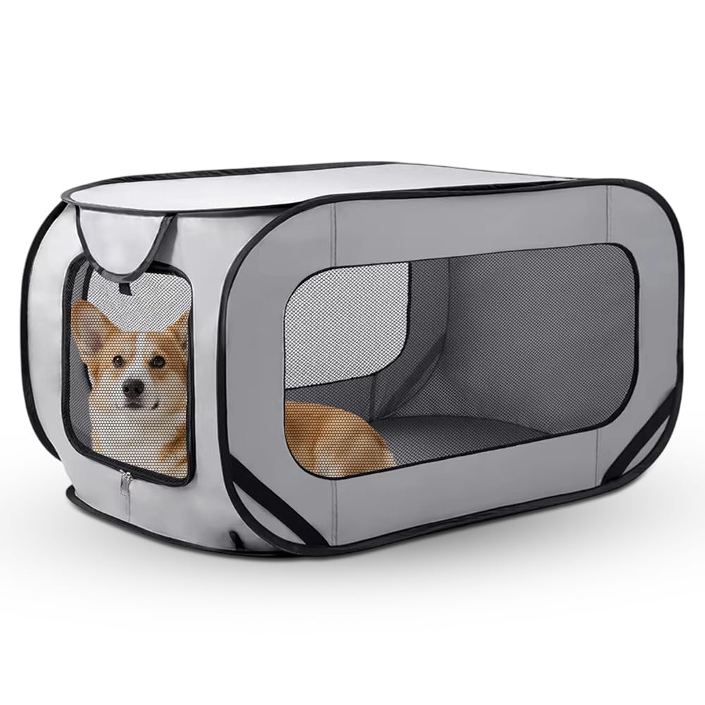 Faltbare Hundebox Auto, Transportbox Hund & Katze bis 29.5 kg (94x53x53 cm), Robuste Hundetransportb