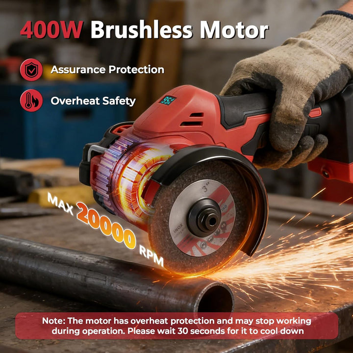 Bürstenloser Mini-Winkelschleifer, kompatibel mit Milwaukee M18, 20.000 U/min, 400 W, kabelloses Sch
