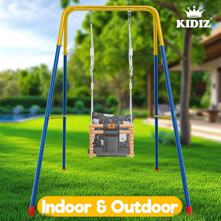 KIDIZ® Babyschaukel Kinderschaukel für Babys ab 6 Monaten und Kleinkinder bis 3+ Jahre | Holzschauke