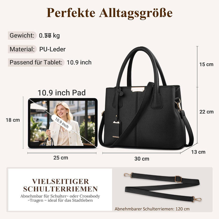 DIRRONA Elegant Damen Handtasche Schultertasche Gross Kapazität Umhängetasche Beiläufig Reise Tasche