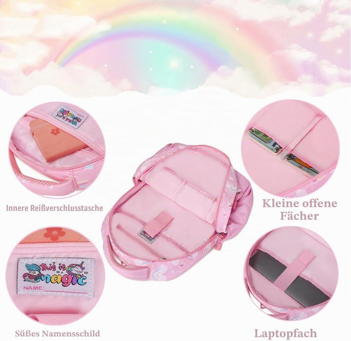 Schulrucksack Kinder Mädchen Grundschule Schultaschen Sets für Mädchen Kinderrucksack Daypack Gross