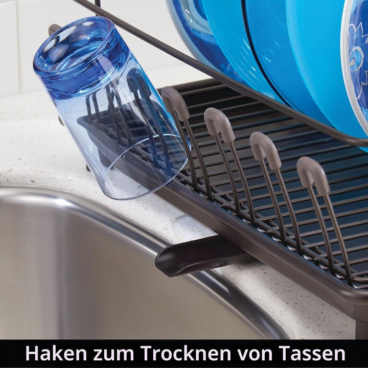 mDesign Abtropfgestell mit Abtropfschale – Abtropfablage für die Küchentheke oder Spüle – Geschirrab