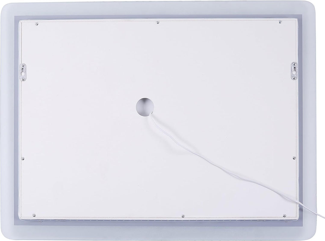 Beliani Badspiegel Silber LED-Beleuchtung rechteckig 80x60 cm Antibeschlagsystem Corroy