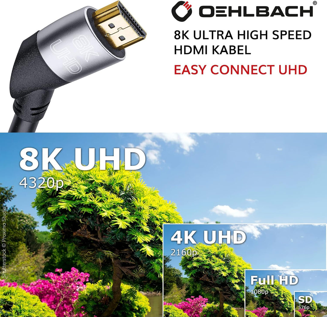 OEHLBACH Easy Connect UHD Ultra High Speed HDMI-Kabel - (48 Gbit/s, 8K 60Hz, 4320p, 4K 120Hz, Dolby