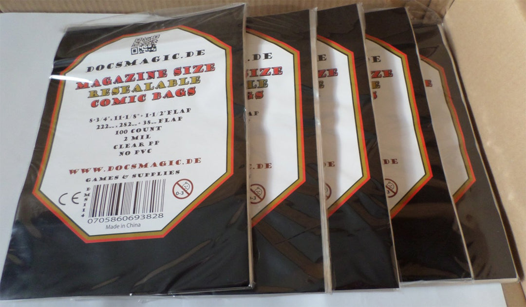 docsmagic.de 5X 100 Resealable Magazine Size Comic Book Bags 8-3/4"x 11-1/8"+ 1-1/2"Flap- 2 Mil - Hü