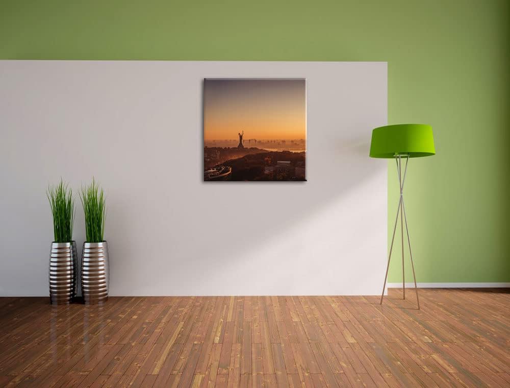 Pixxprint Sonnenuntergang in Kiew als Leinwandbild Quadratisch| Grösse: 60x60 cm | Wandbild | Kunstd
