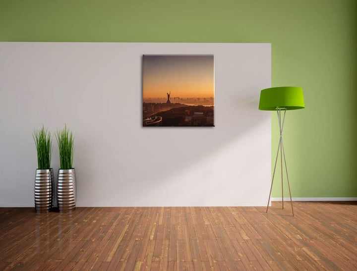 Pixxprint Sonnenuntergang in Kiew als Leinwandbild Quadratisch| Grösse: 60x60 cm | Wandbild | Kunstd