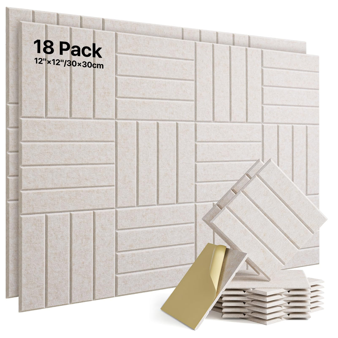 Soundsbay 18 Stück Akustikpaneele Selbstklebend, Akustikplatten aus Polyester zur Schalldämmung, 30×