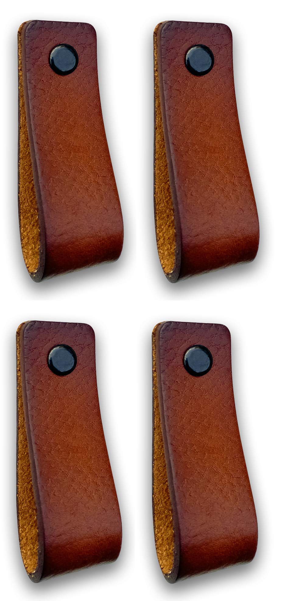 Brute Strength - Ledergriffe für Möbel - Cognac - 4 Stück - 16,5 x 2,5 cm - Schrankgriff, Türgriff f