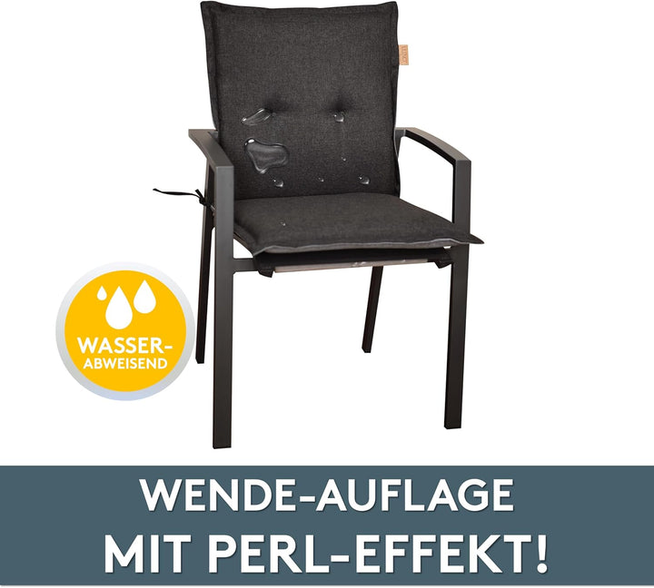 LILENO HOME Gartenstuhl Auflagen [1er Set - Niedriglehner] in Anthrazit - Bequeme Liegen als Sitzauf