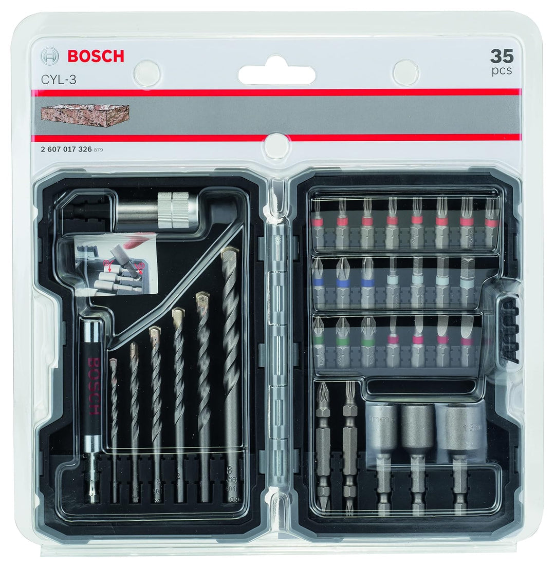 Bosch Professional 35tlg. CYL-3 Beton Bohrer und Bit Set Extra Hart (Kreuzschlitz-, Pozidriv-, Hex-,