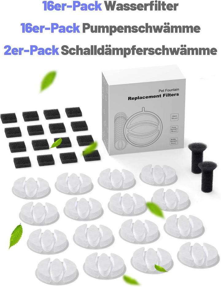 SIBAYS Katzenbrunnen Filter, Haustier Wasserbrunnen Ersatz für 3L Brunnen, Aktivkohle PP Baumwolle,
