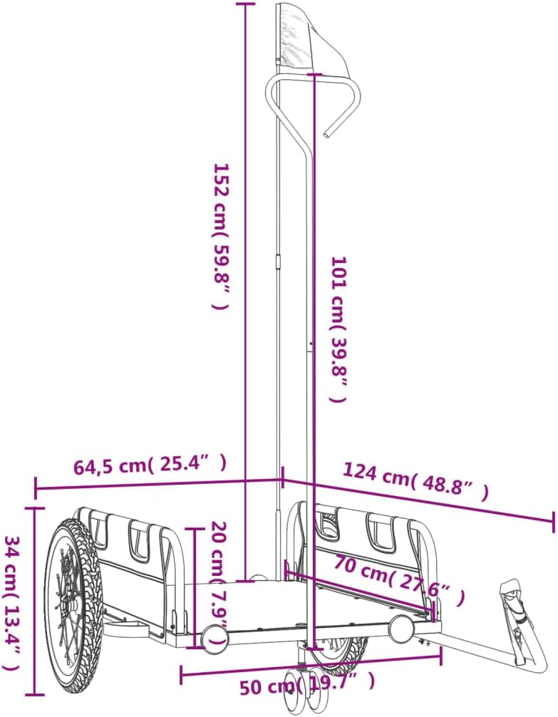 vidaXL Fahrradanhänger Lastenanhänger Grün 124 x 64.5 x 36 cm, Gr&amp;