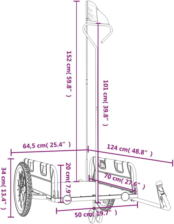 vidaXL Fahrradanhänger Lastenanhänger Grün 124 x 64.5 x 36 cm, Gr&amp;