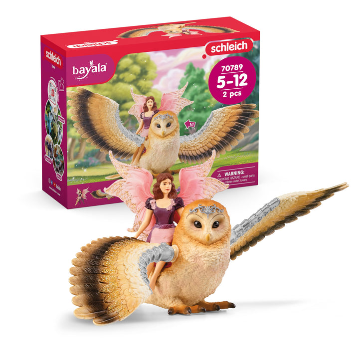 schleich BAYALA 70789 Fliegende Fee mit Funkel Eule Spielset - Zauberhafte Fee und Eulen Figur, Fant