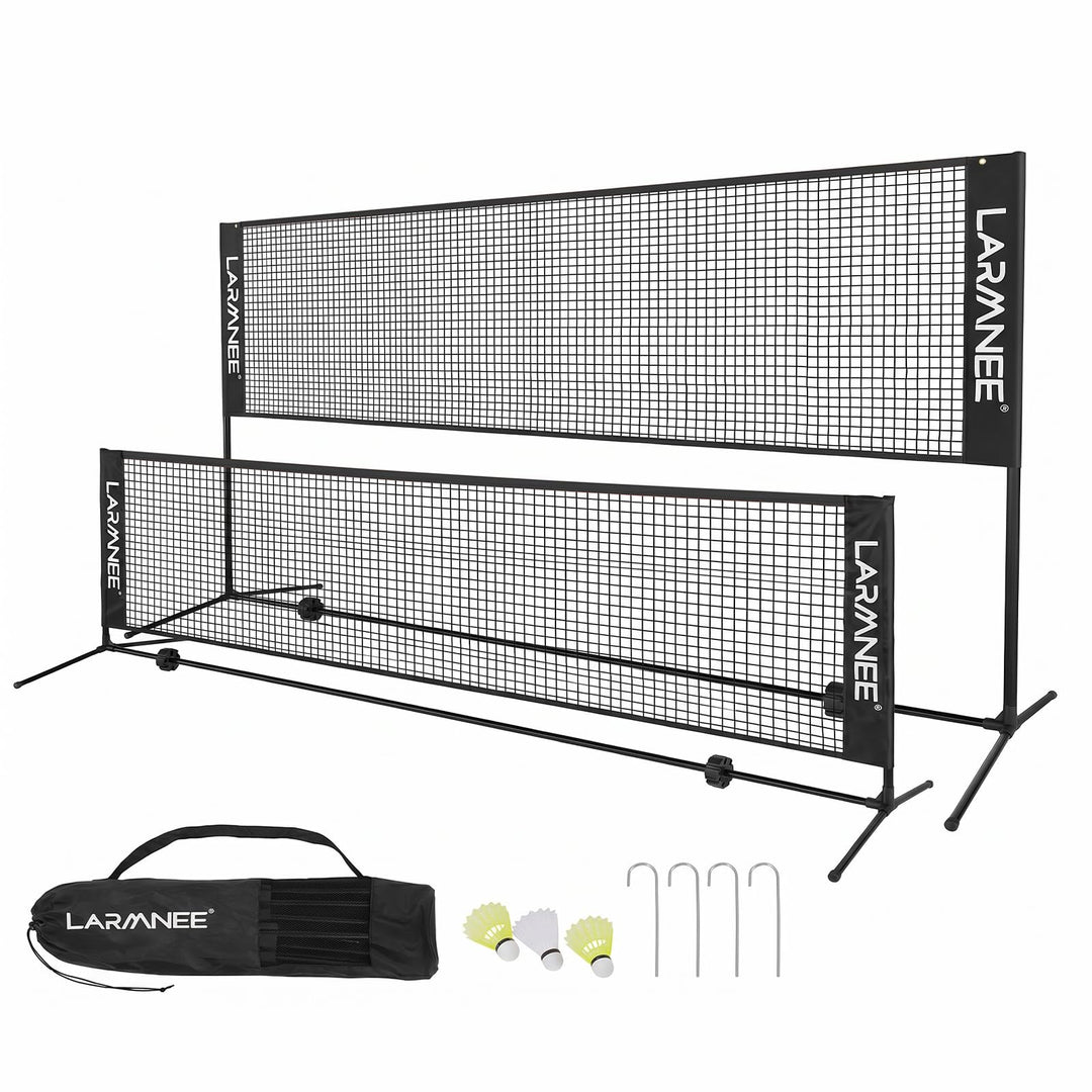 Badmintonnetz, Volleyballnetz, Federballnetz, 3-Fach-Höhenverstellbar 107/120/155cm, Tragbares Set f