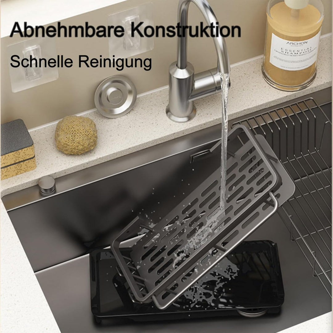 Küche Spülbecken Organizer Schwammhalter mit Abflusspfanne Küchen Spüle Organizer mit Spültuchhalter