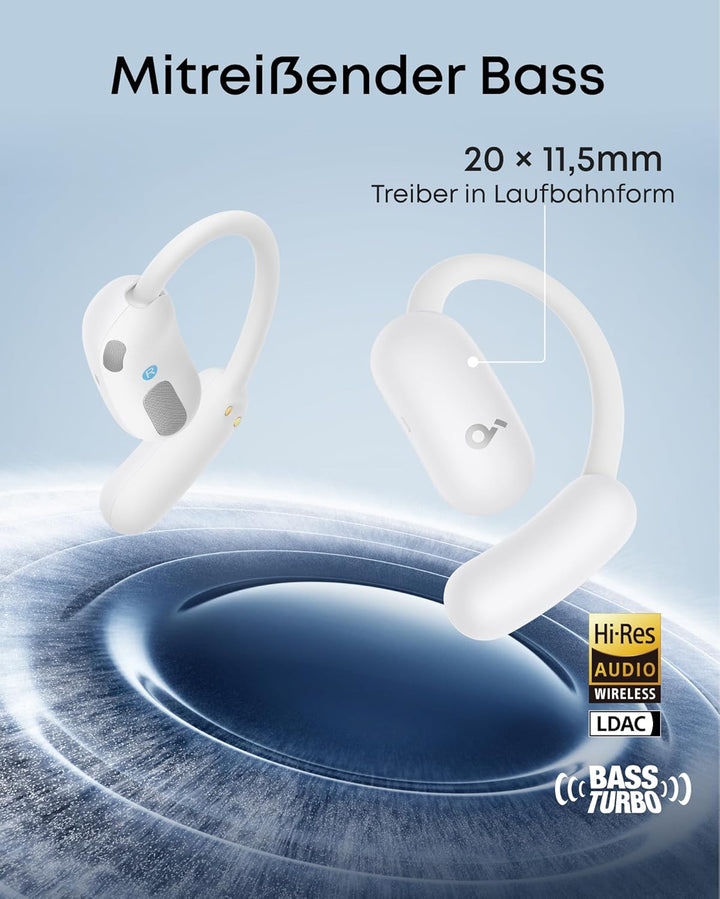 soundcore AeroFit 2 by Anker, Open-Ear Kopfhörer, KI-Übersetzung, anpassbare Ohrbügel, Fester Halt,