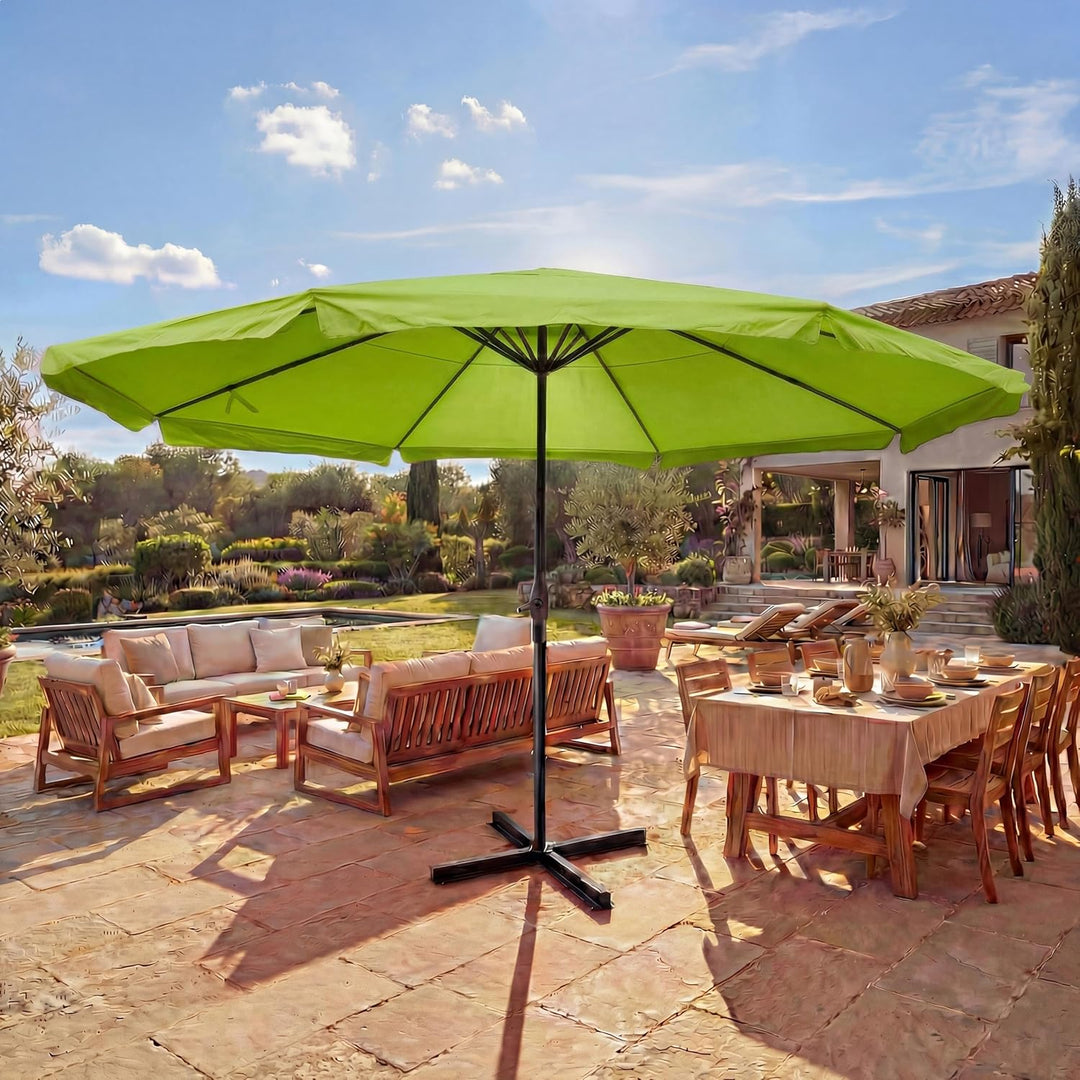 Sonnenschirm Meran Pro, Gastronomie Marktschirm mit Volant Ø 5m Polyester/Alu 28kg ohne Ständer grün