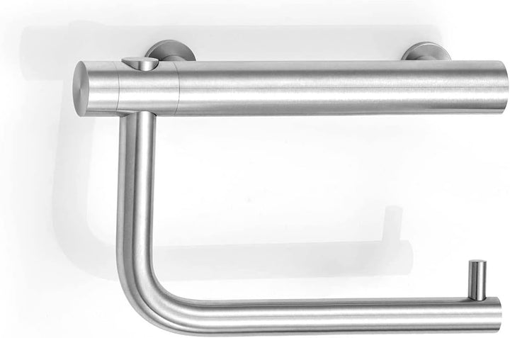 PHOS Design, TPH4, Toilettenpapierhalter aus Edelstahl-Vollmaterial, gebürstet, Breite 12,4 cm, 100%