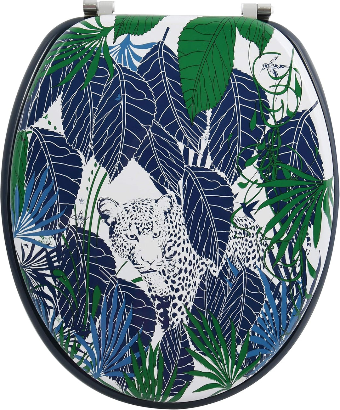 MSV WC Sitz Toilettendeckel MDF Holzkern "Rain Forest" Scharniere aus Edelstahl - hochwertige und st