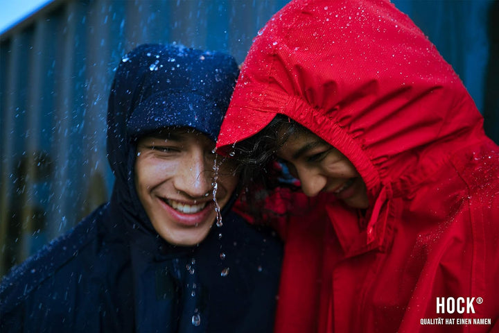 HOCK Regenponcho mit Reissverschluss und Ärmeln - Fahrradponcho Wasserdicht & Atmungsaktiv - Mit Kap