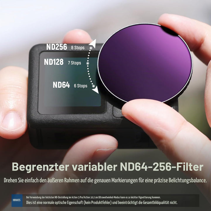 NEEWER Variabler ND Filter, kompatibel mit DJI Osmo Action 5 Pro und Action 4, ND64-256 (6-8 Stops),