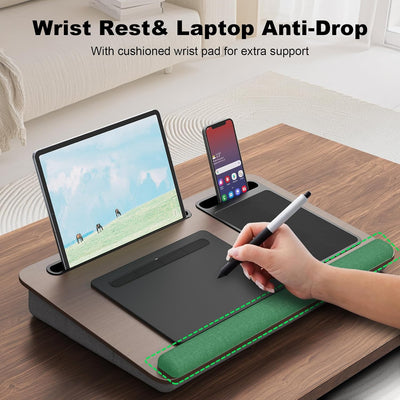 PUTORSEN Laptopkissen für Bett mit Kissen, Laptop Ständer Mausunterlage Passen bis zu 17,3 Zoll Note