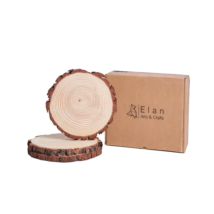 Elan Holzscheiben 24cm - 27cm Durchmesser 6 Stück, Baumstamm Scheiben, Baumscheiben Klein, Runde Hol