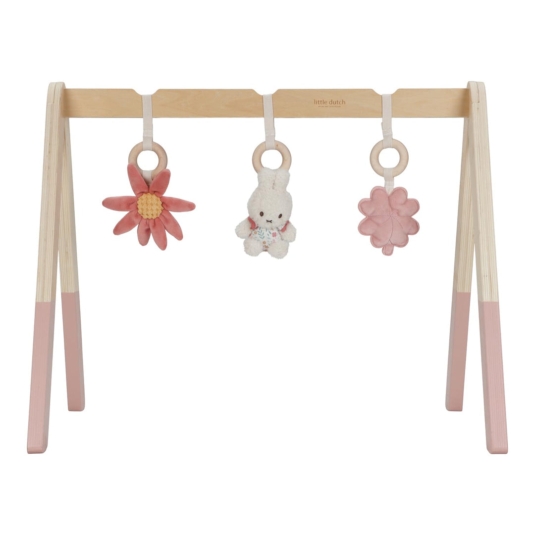 nijntje miffy x Little Dutch Baby Gym Spieltrapez Spielbogen Holz inkl. Anhänger Hase Miffy rosa - L