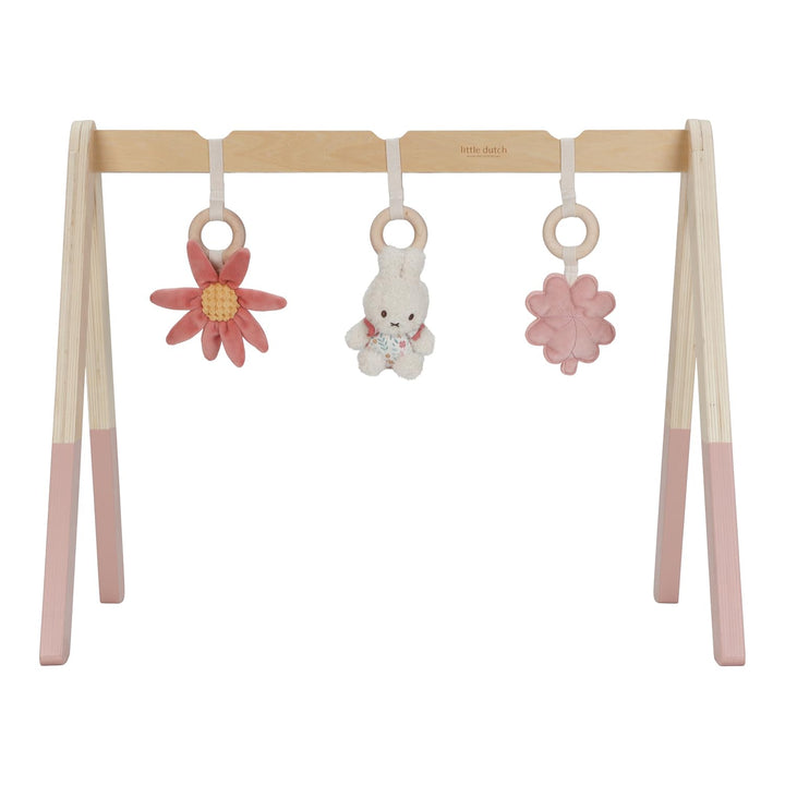 nijntje miffy x Little Dutch Baby Gym Spieltrapez Spielbogen Holz inkl. Anhänger Hase Miffy rosa - L