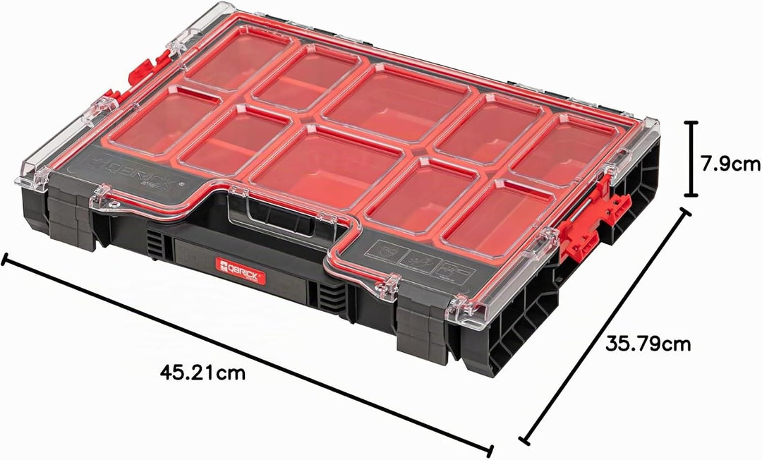 Qbrick System Werkzeugkoffer Werkzeugkasten Leer Werkzeugkiste PRO Organizer 200 Schwarz Rot 452 x 3