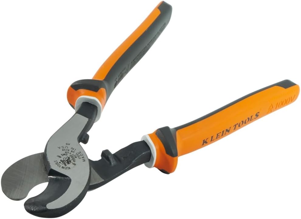 KLEIN TOOLS Elektriker-Kabelschneider, isoliert, hohe Hebelwirkung Slim, Slim