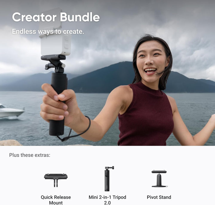 Insta360 GO Ultra Creator-Bundle Polarweiss - freihändige 4K Mini-Cam, leicht & mobil, top bei wenig