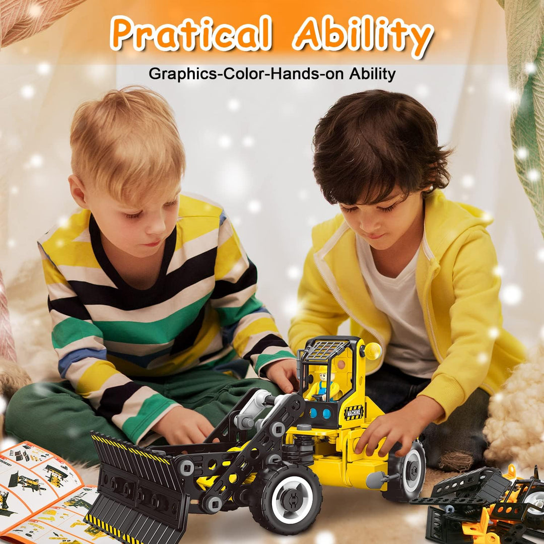 HOMETTER Konstruktionsspielzeug für 5 6 7 8+ Jahre alte Jungen Geschenk, 6 in 1 Engineering Spielzeu