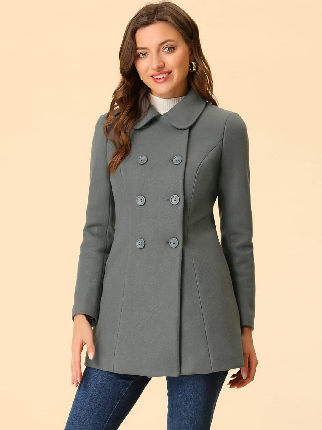 Allegra K Damen Trenchcoat Erbsenmantel S Dunkel Grau, S Dunkel Grau